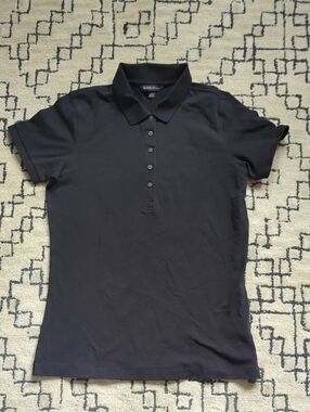 Brooks Brothers Black Women's Button-Down Polo, Medium